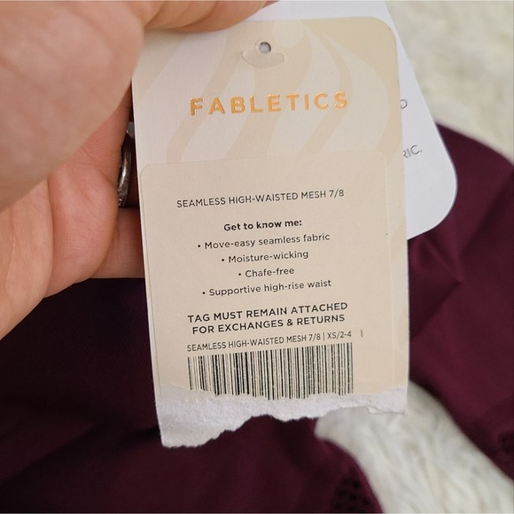 Fabletics Maroon Seemless High-Waisted Mesh Leggings NWT SZ XS - Picture 4 of 10